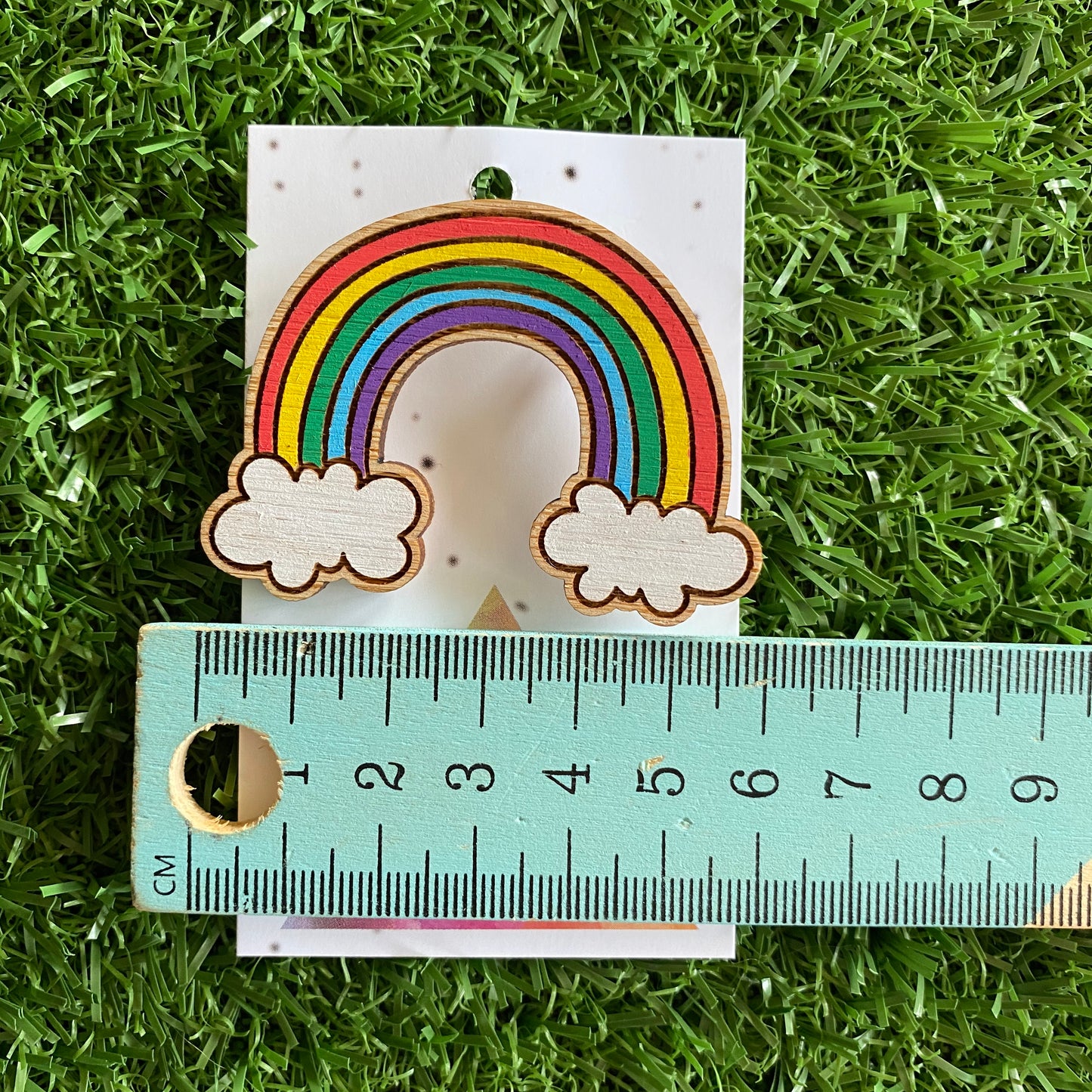 Rainbow Brooch. Hand Painted Timber Rainbow Brooch (MEGA Size) Classic Colour Way