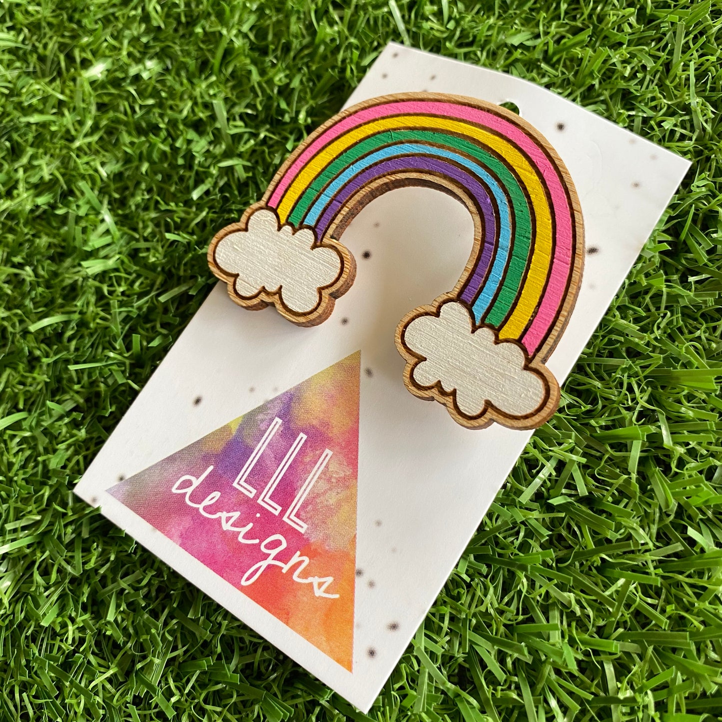 Rainbow Brooch. Hand Painted Timber Rainbow Brooch (MEGA Size) Cute Colour Way