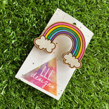 Rainbow Brooch. Hand Painted Timber Rainbow Brooch (MEGA Size) Cute Colour Way