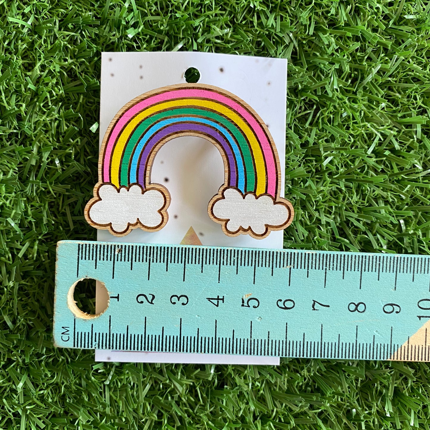 Rainbow Brooch. Hand Painted Timber Rainbow Brooch (MEGA Size) Cute Colour Way