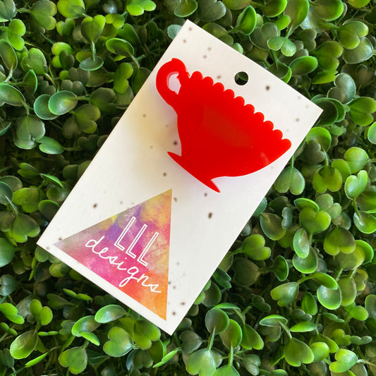 Tea Cup Brooch. Super Cute Little Red Tea Cup Brooch. Make every day a Tea Party!