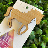 Horse Brooch. Stunningly Cut Bamboo Horse Brooch. The Perfect Colour to complement any outfit.