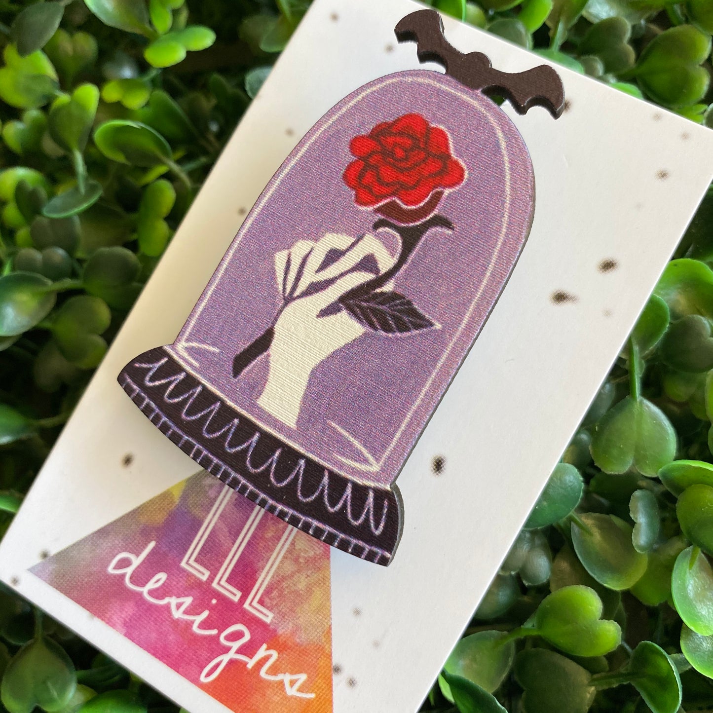 Rose Brooch. Printed Timber Rose Brooch.