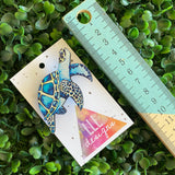 Turtle Brooch. Stunning Detailed Sea Turtle Printed Timber Brooch.