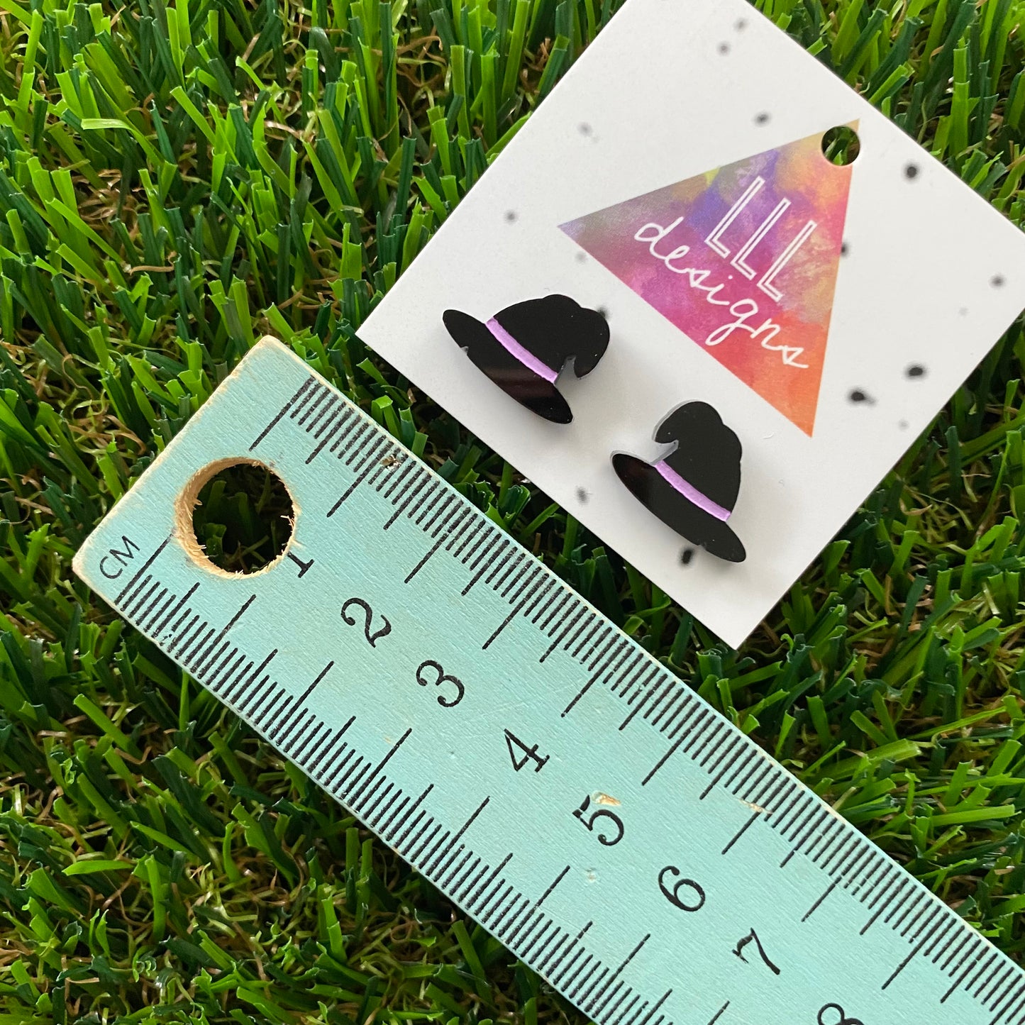 Hand Painted Witch's Hat Stud Earrings - Cute and Fabulous!