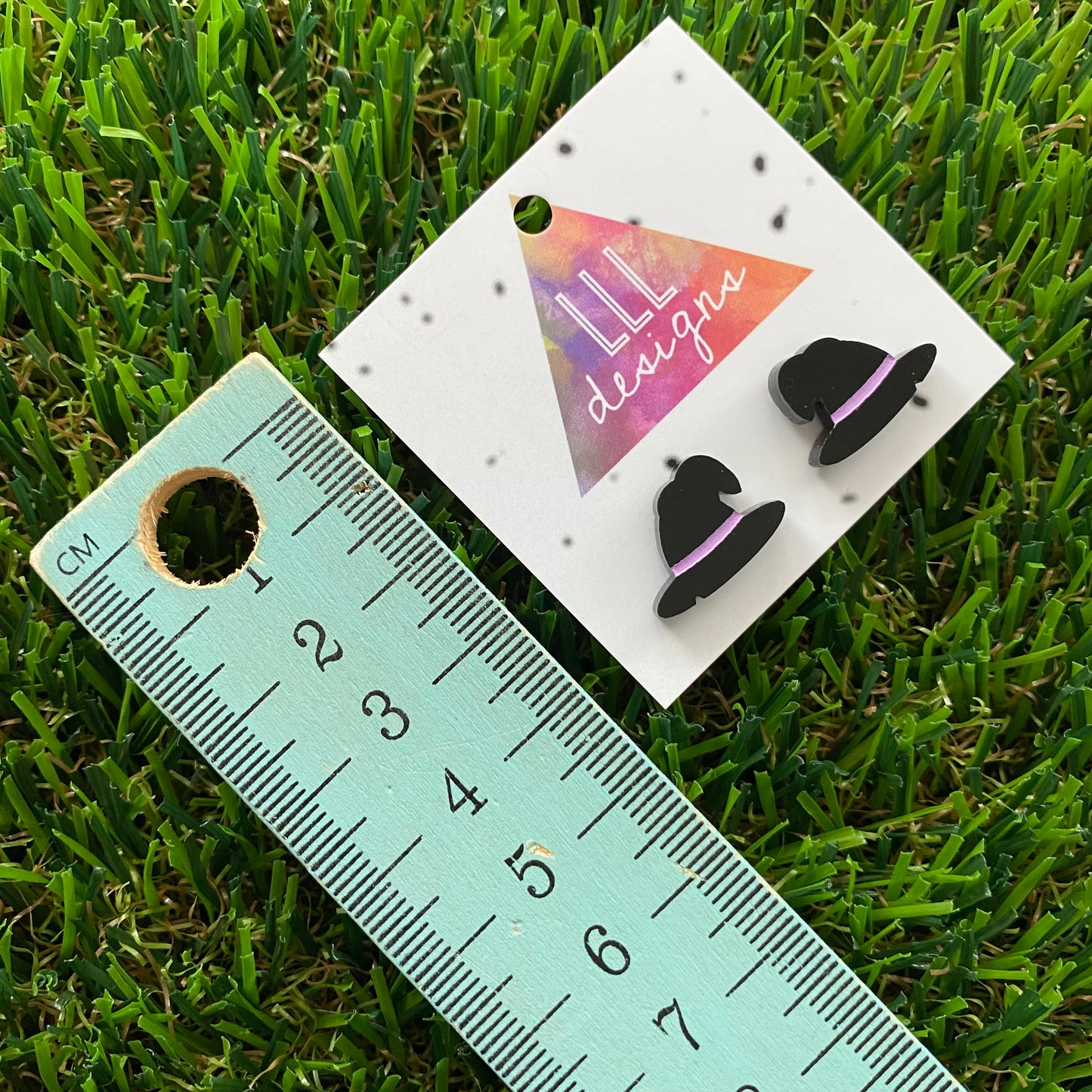 Hand Painted Witch's Hat Stud Earrings - Cute and Fabulous!