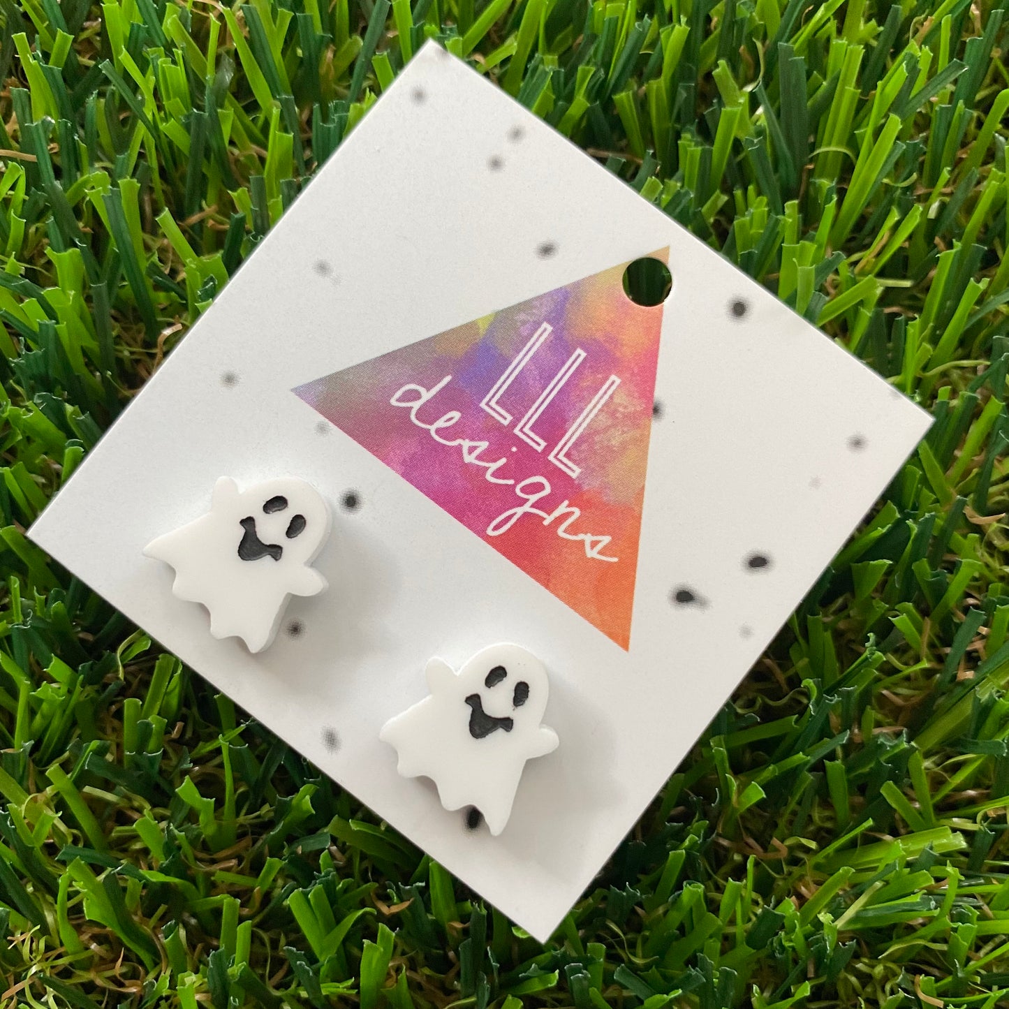 Hand Painted Ghost Stud Earrings - Super Cute Little Guys!
