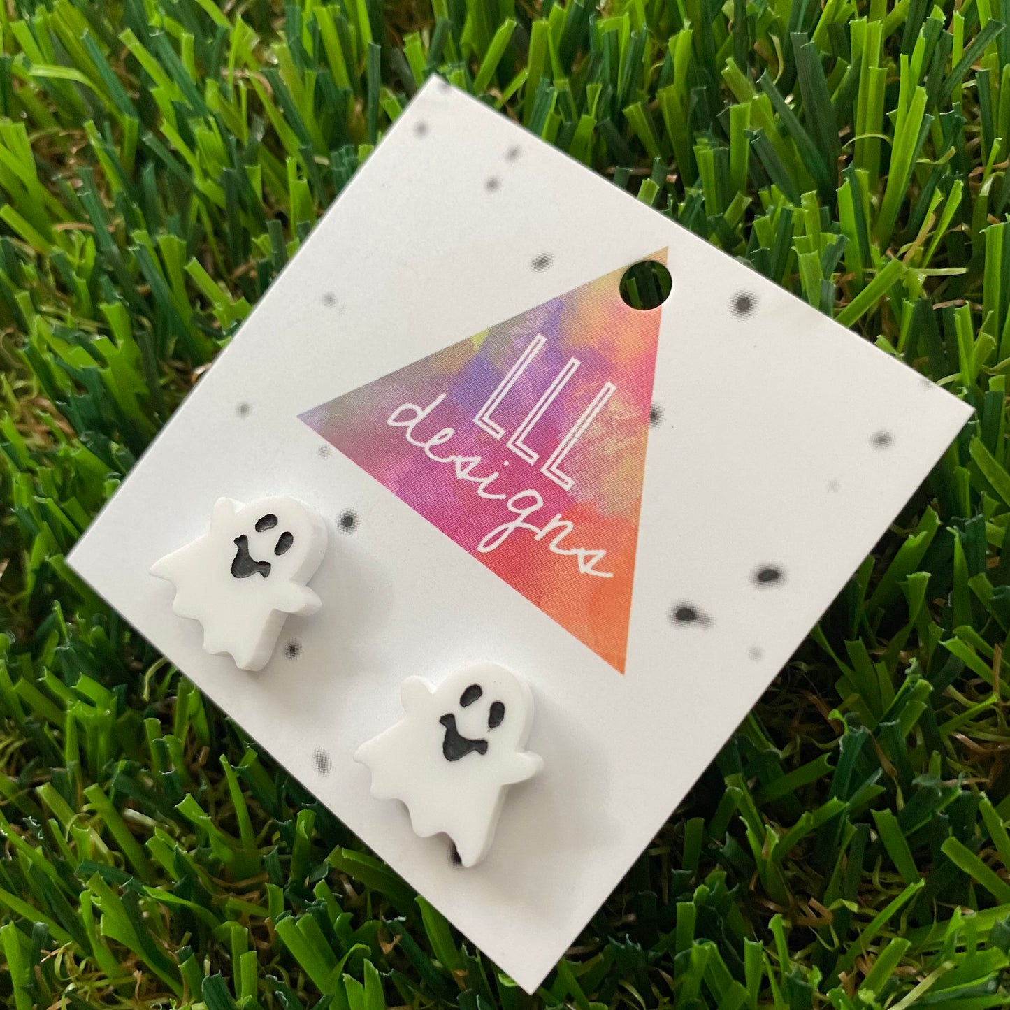 Hand Painted Ghost Stud Earrings - Super Cute Little Guys!