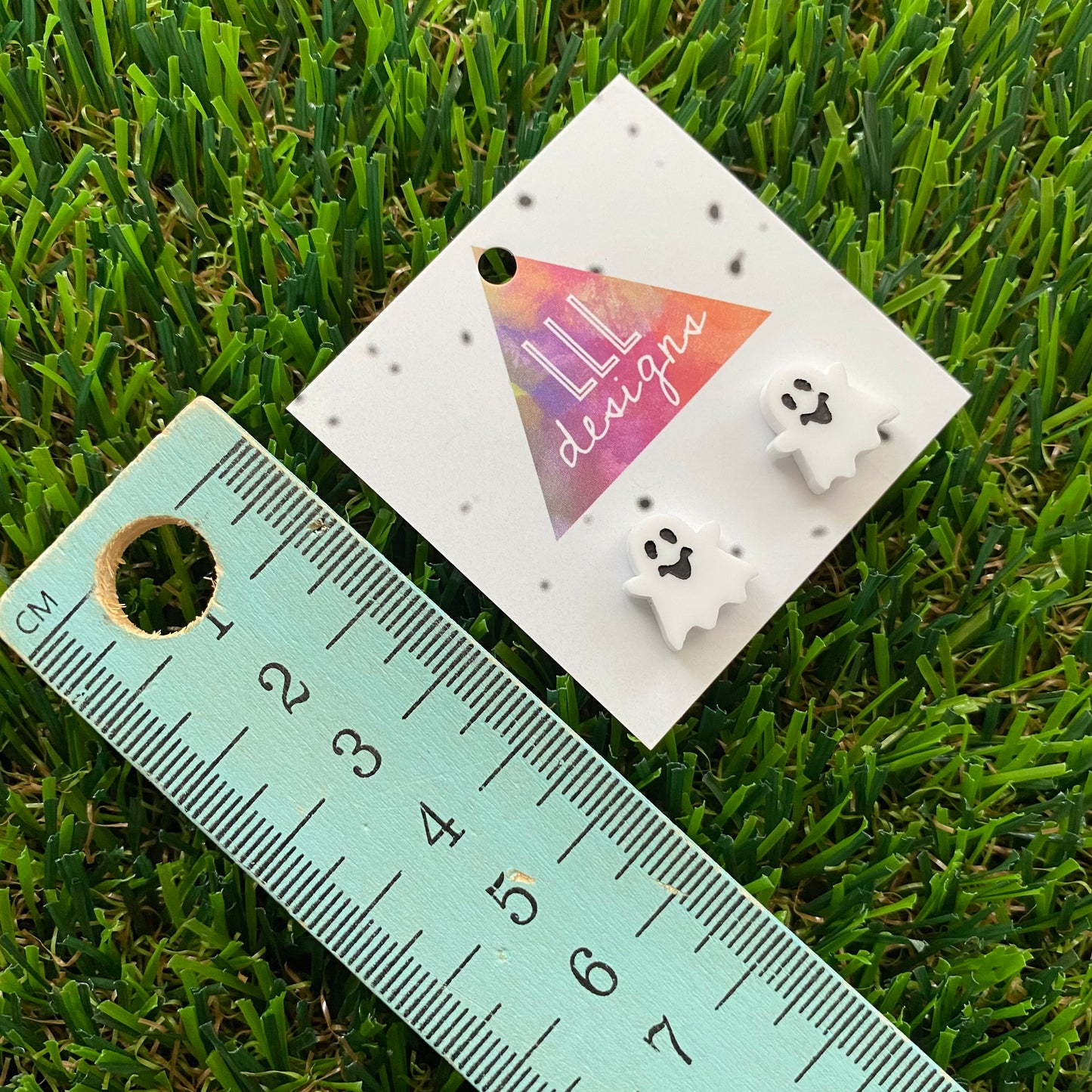 Hand Painted Ghost Stud Earrings - Super Cute Little Guys!