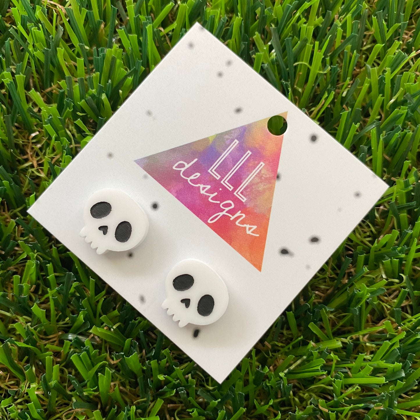 Hand Painted Skull Stud Earrings - Perfect Fun Little Size :)