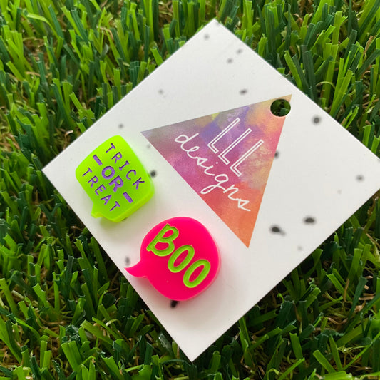 Hand Painted Speech Bubbles - Trick or Treat & Boo - Happy Halloween!