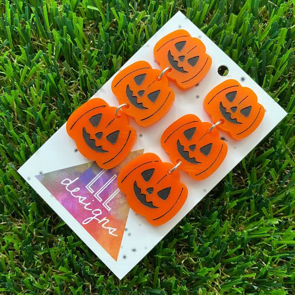 3 piece Pumpkin/Jack O Lantern Dangle Earrings - Halloween on Point!
