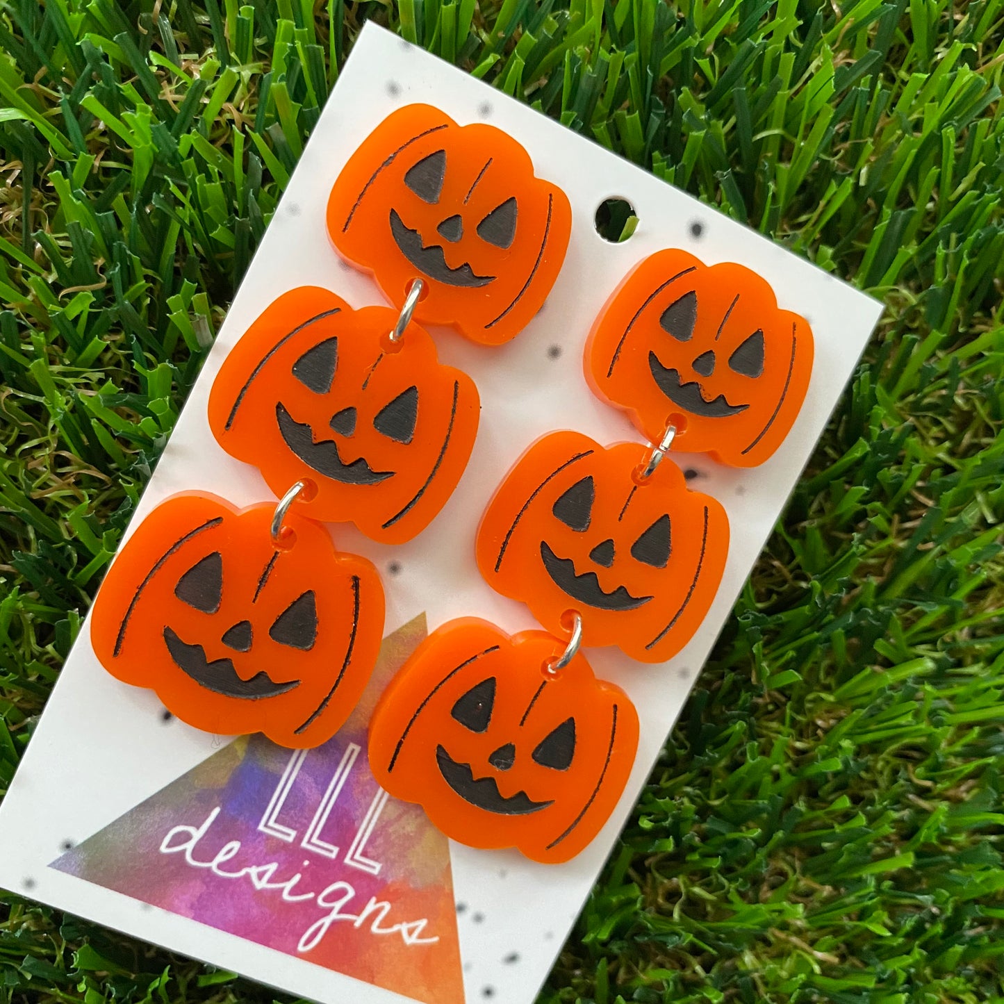 3 piece Pumpkin/Jack O Lantern Dangle Earrings - Halloween on Point!