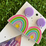 Rainbow Earrings - Star Delight Rainbow Dangle Earrings - Magic for your Lobes :) - Small Size