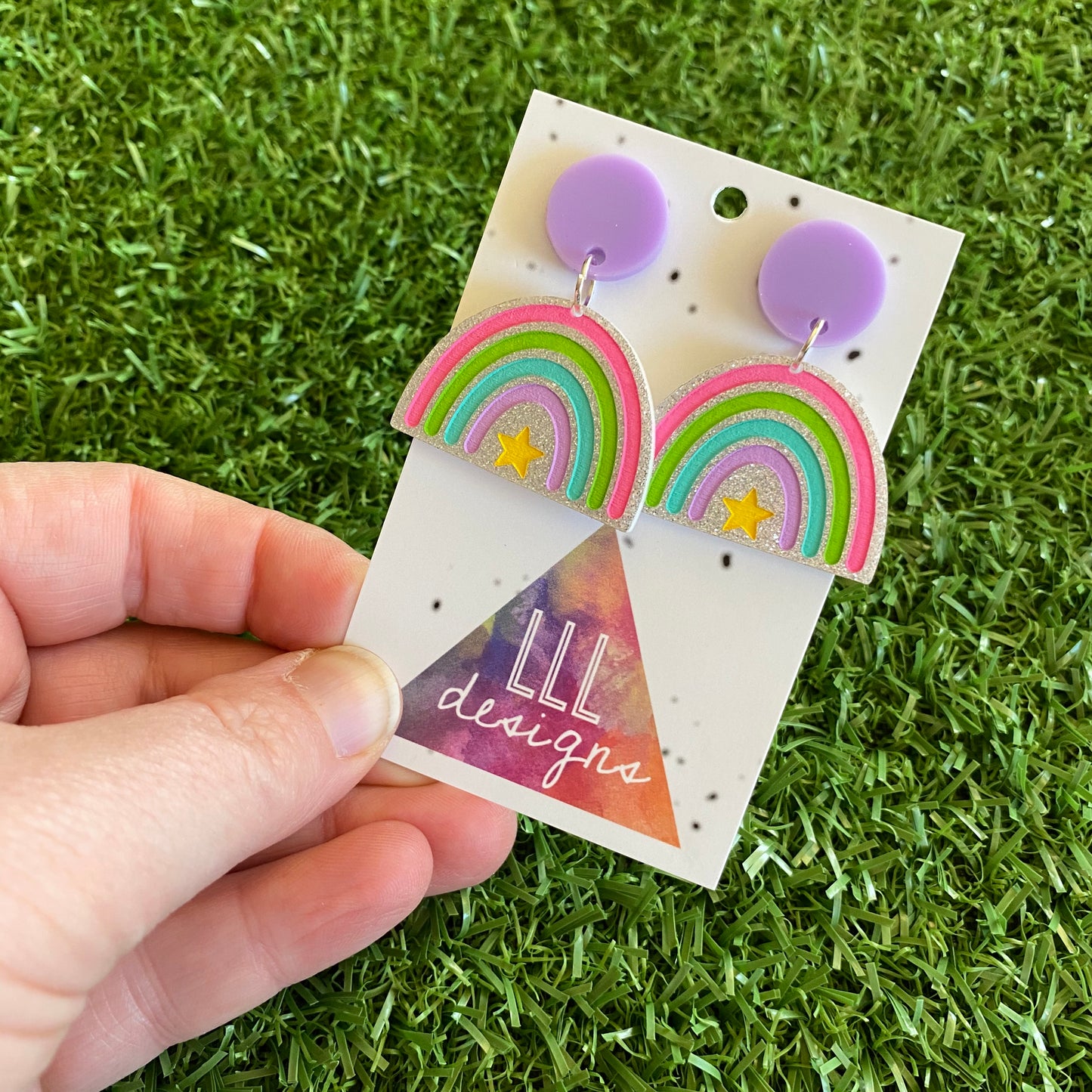 Rainbow Earrings - Star Delight Rainbow Dangle Earrings - Magic for your Lobes :) - Small Size