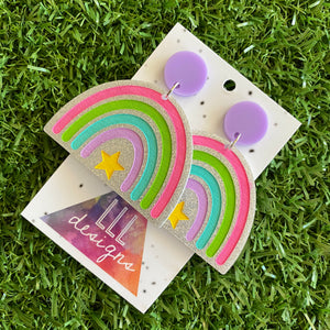Rainbow Earings - Star Delight Rainbow Dangles - Magic for your Lobes :) -Large Size