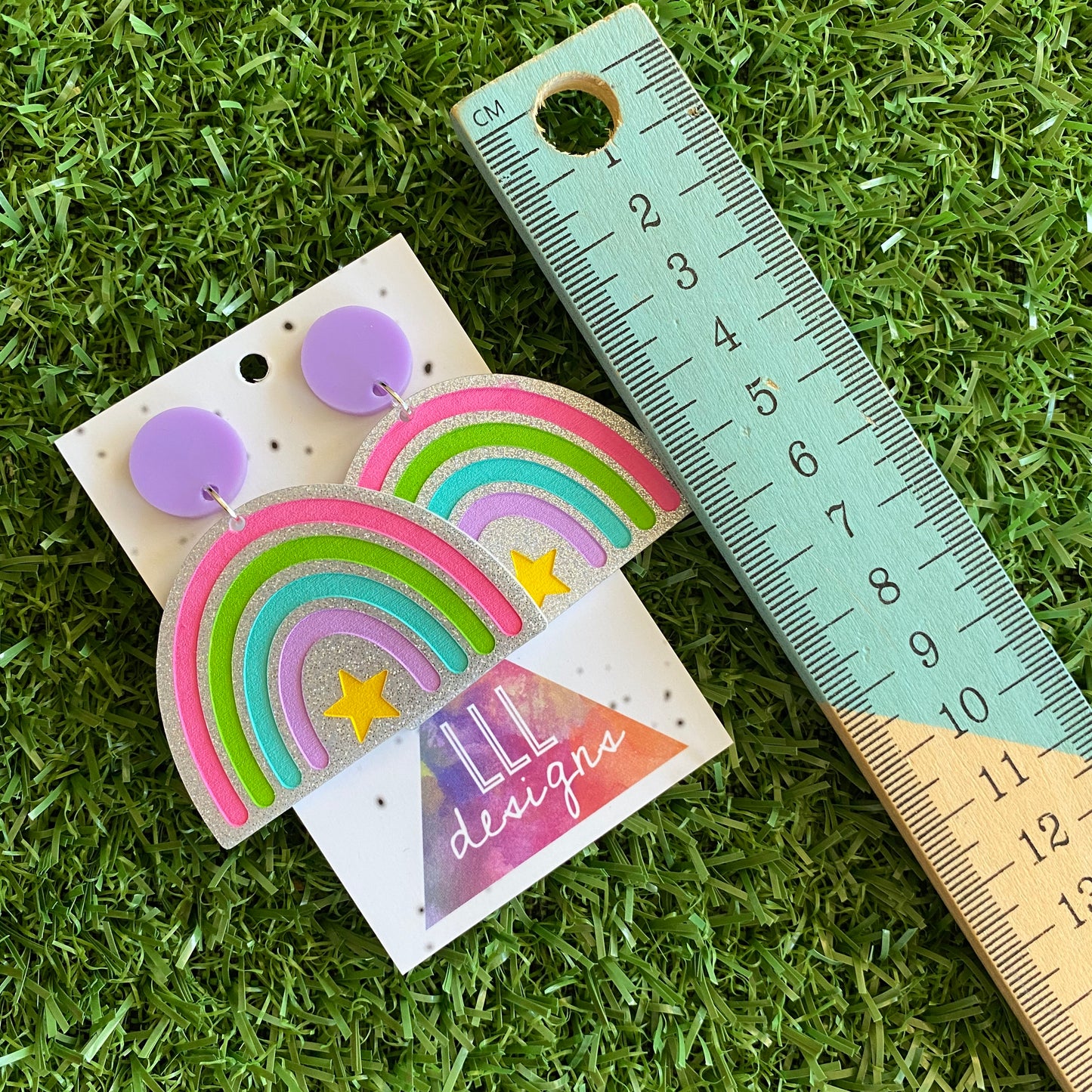 Rainbow Earings - Star Delight Rainbow Dangles - Magic for your Lobes :) -Large Size