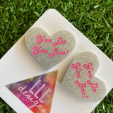 Love Heart Stud Earrings - You Do You Boo! Glitter Statement Studs - These Babes just scream I am ME! AND I am FABULOUS! And SO ARE YOU!!!!!
