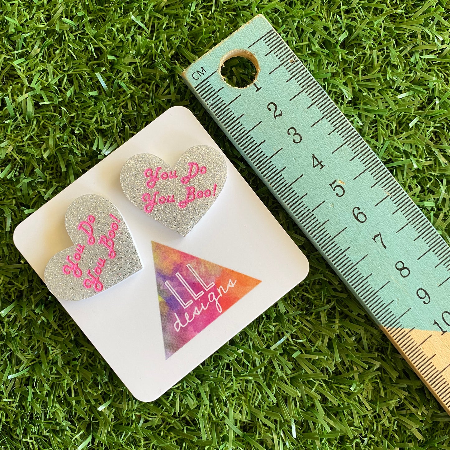 Love Heart Stud Earrings - You Do You Boo! Glitter Statement Studs - These Babes just scream I am ME! AND I am FABULOUS! And SO ARE YOU!!!!!