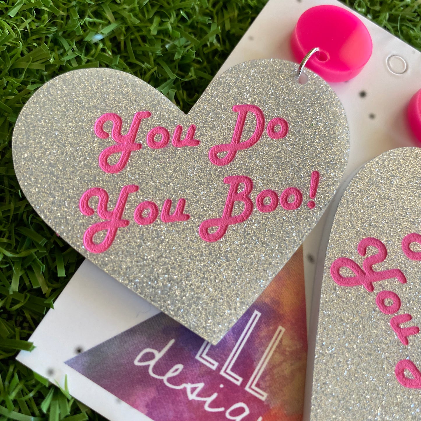 Love Heart Dangle Earrings - You Do You Boo! Glitter Statement Dangles - These Babes just scream I am ME! AND I am FABULOUS! And SO ARE YOU!!!!!