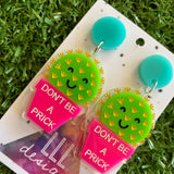 Cactus Earrings - Don't be a Prick Cactus Dangles 2.0 ;) These Cheeky little Guys will Absolutely put a Smile on your dial! (Short version)