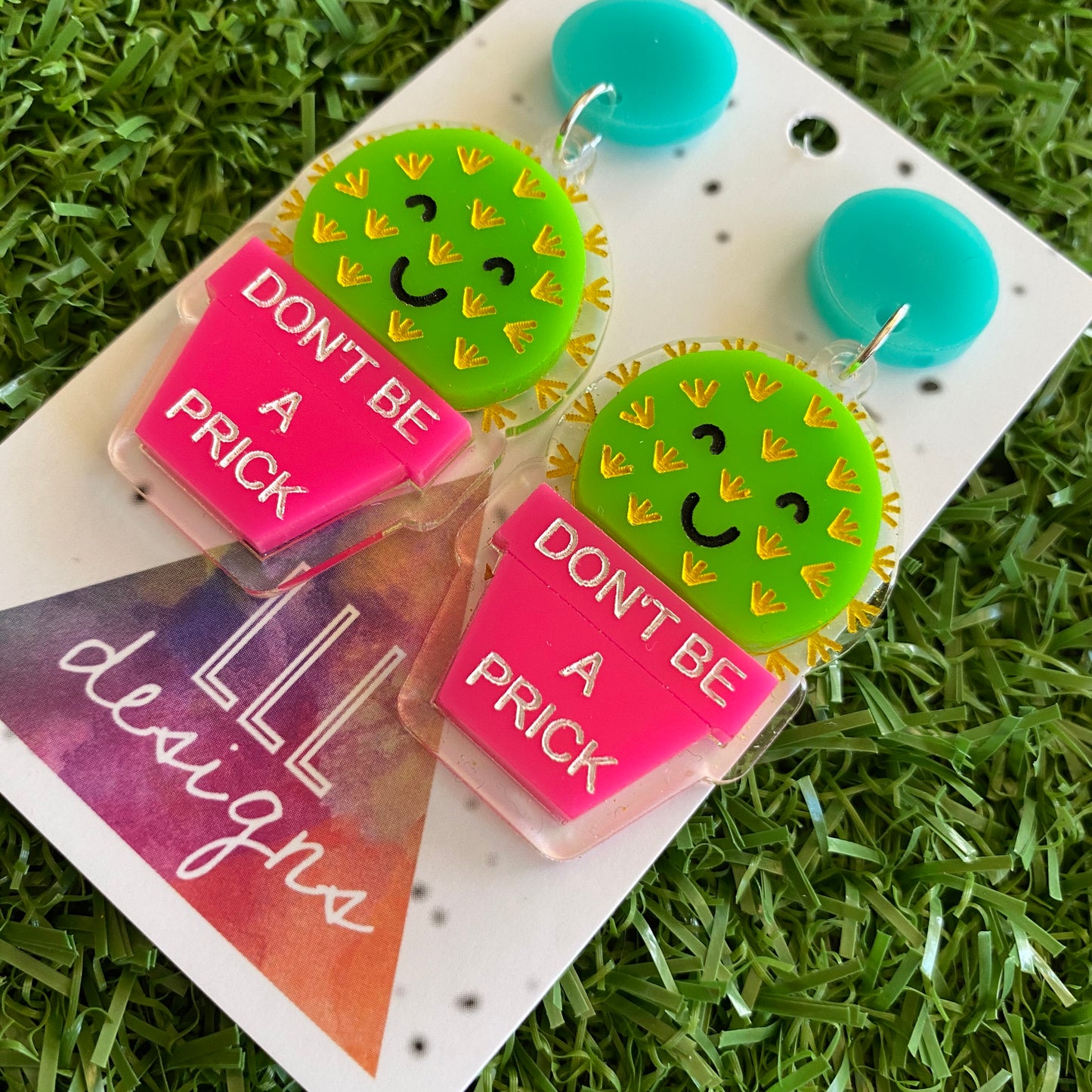 Cactus Earrings - Don't be a Prick Cactus Dangles 2.0 ;) These Cheeky little Guys will Absolutely put a Smile on your dial! (Short version)