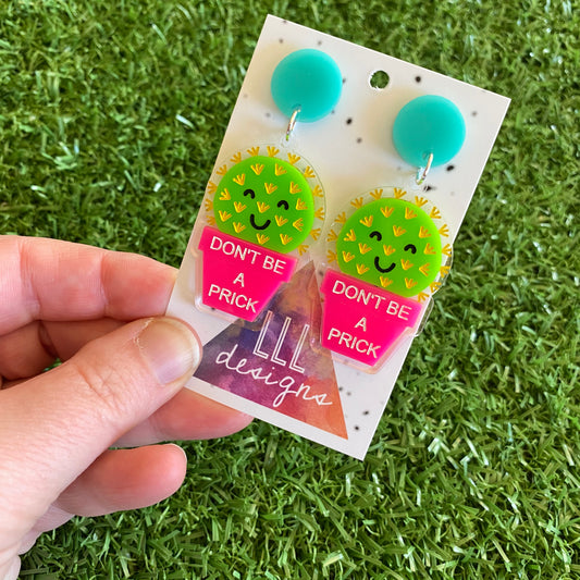 Cactus Earrings - Don't be a Prick Cactus Dangles 2.0 ;) These Cheeky little Guys will Absolutely put a Smile on your dial! (Short version)