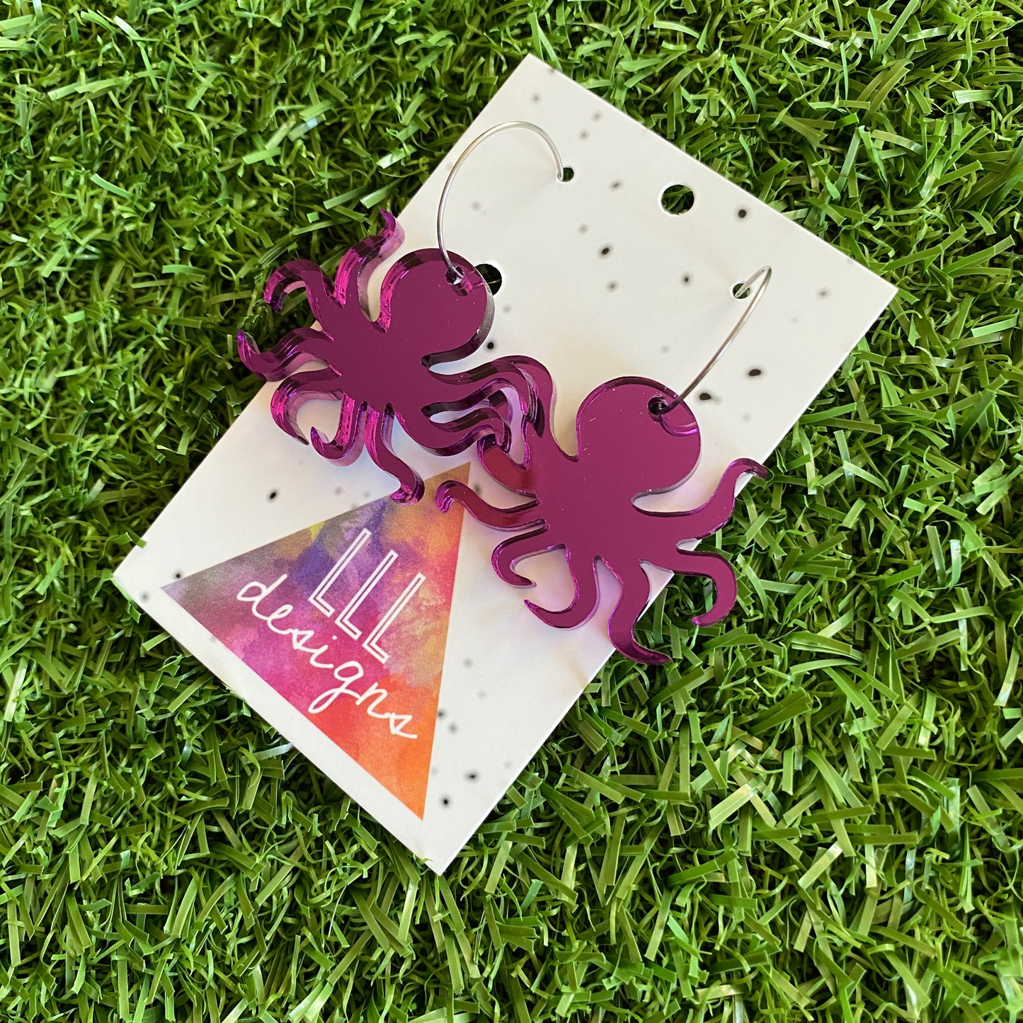 Octopus Earrings - Perfection in Purple Mirror - Octopus Hoop Dangle Earrings. The Hoops allow them to Wiggle and Dance as you move :) Making them so much FUN to wear!!
