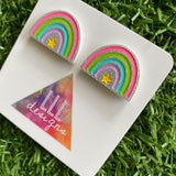 Rainbow Earrings - Star Delight Rainbow Statement Studs - Magic for your Lobes :)