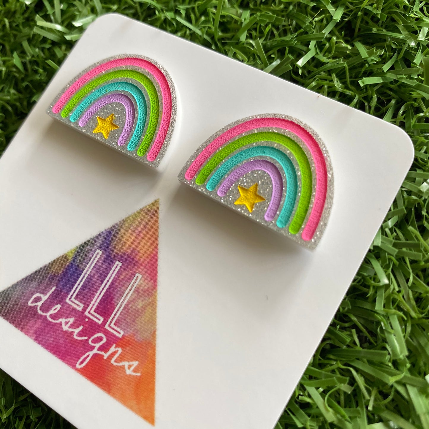 Rainbow Earrings - Star Delight Rainbow Statement Studs - Magic for your Lobes :)