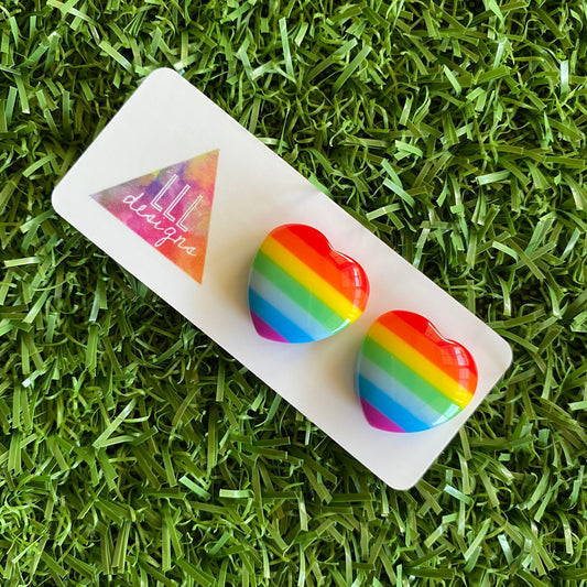 Rainbow Love Heart Stud Earrings - Pretty and Perfect Rainbow Heart Studs - Sure to make you Smile :)