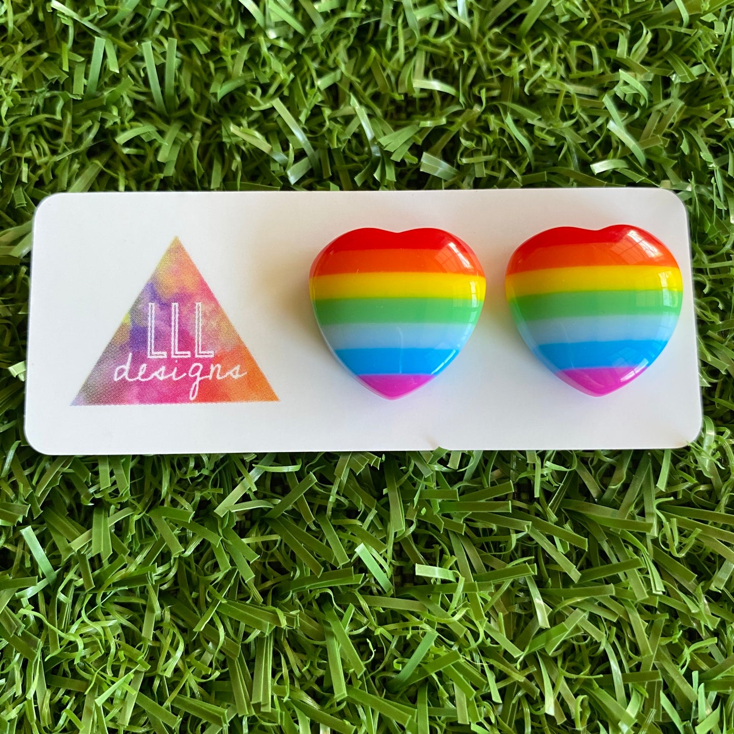 Rainbow Love Heart Stud Earrings - Pretty and Perfect Rainbow Heart Studs - Sure to make you Smile :)