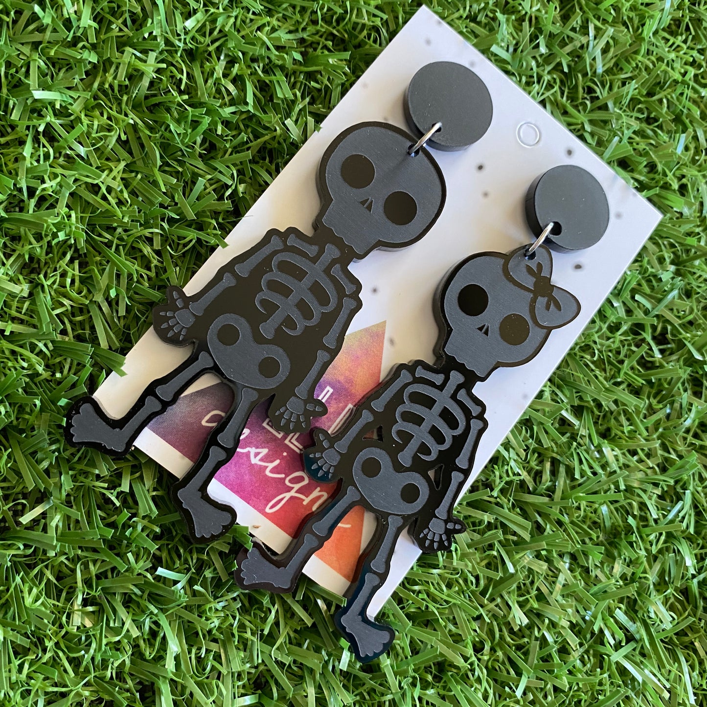Skeleton Dangle Earrings - Super Fun Skeleton Duo Statement Earrings - These are a treat not a trick ;)