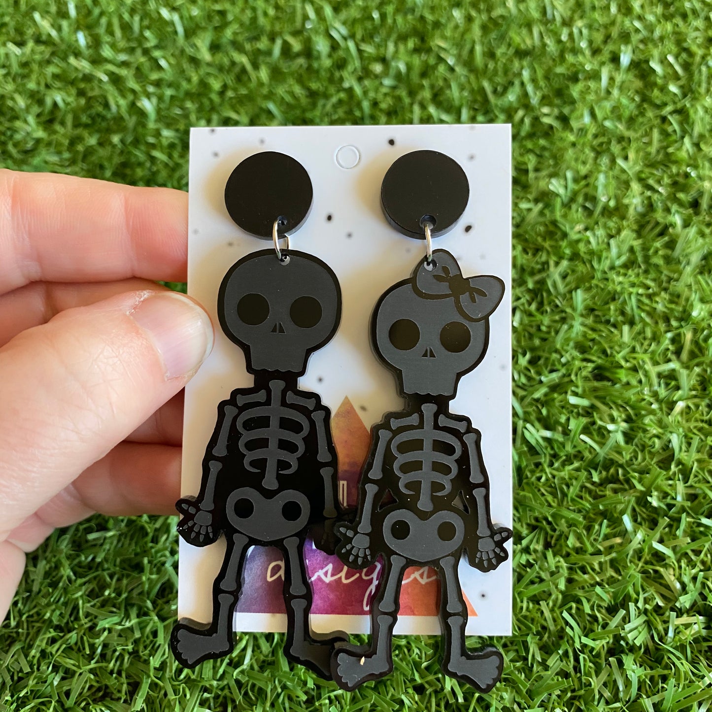 Skeleton Dangle Earrings - Super Fun Skeleton Duo Statement Earrings - These are a treat not a trick ;)