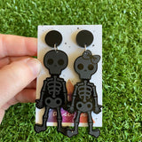 Skeleton Dangle Earrings - Super Fun Skeleton Duo Statement Earrings - These are a treat not a trick ;)