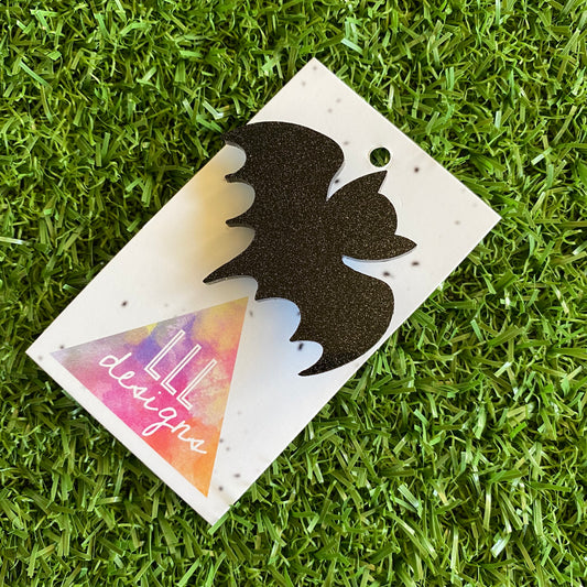 Bat Brooch - Glitter Black Bat Brooch - Laser Cut Acrylic Bat Brooch.