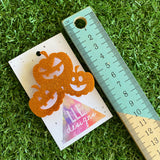 Jack-O-Lantern Brooch - Pumpkin Brooch - A trio of Jack-O-Lanterns all in Fabulous Orange Glitter Glory - The Perfect Halloween Brooch!