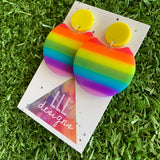 Rainbow Circle Dangle Earrings - Acrylic Rainbow Dangles - Colour to Brighten your world!