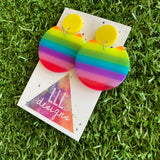 Rainbow Circle Dangle Earrings - Acrylic Rainbow Dangles - Colour to Brighten your world!