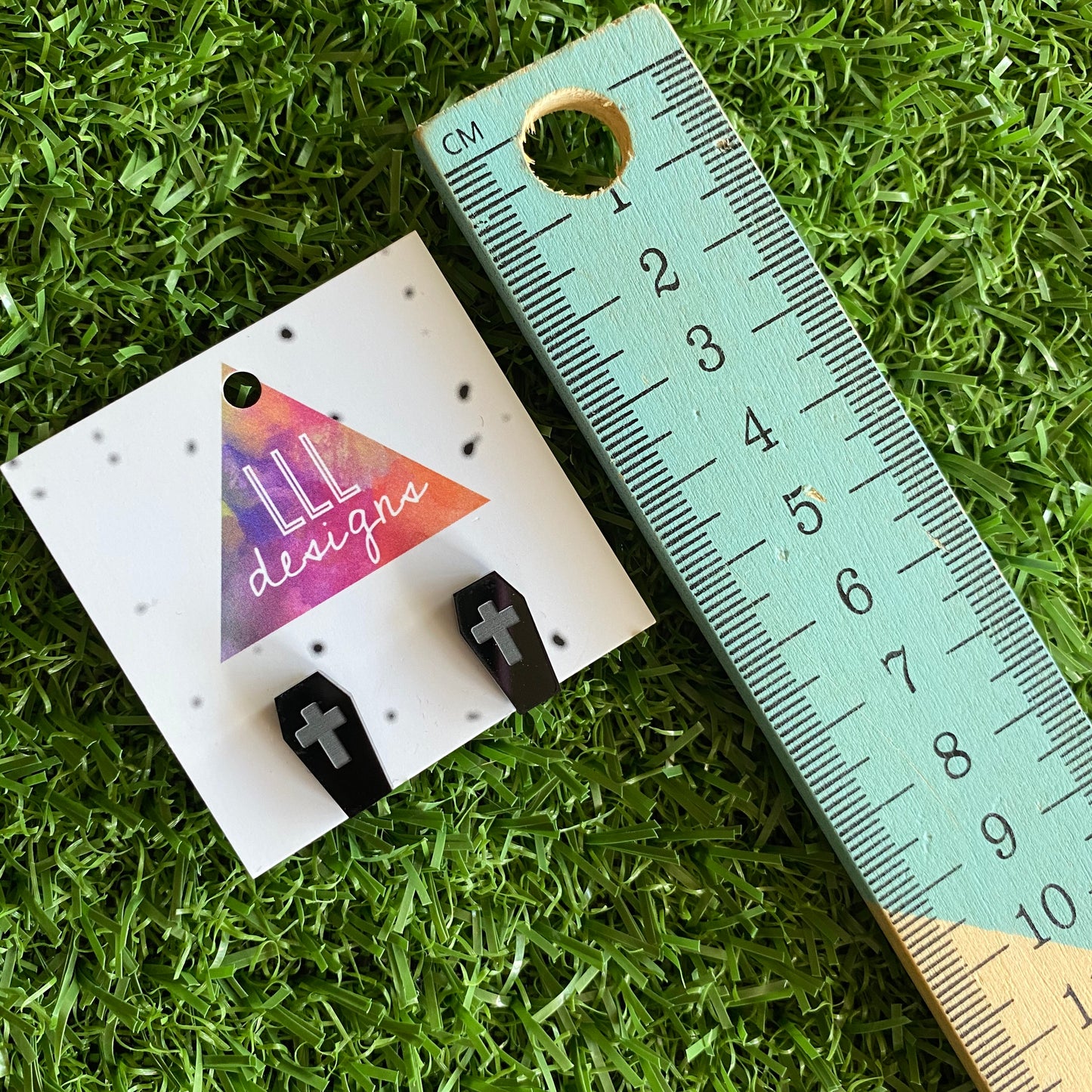Creepy Coffin Stud Earrings - Halloween Earrings - Scary Earrings - Goth Earrings - Life's too short to wear boring Jewellery.