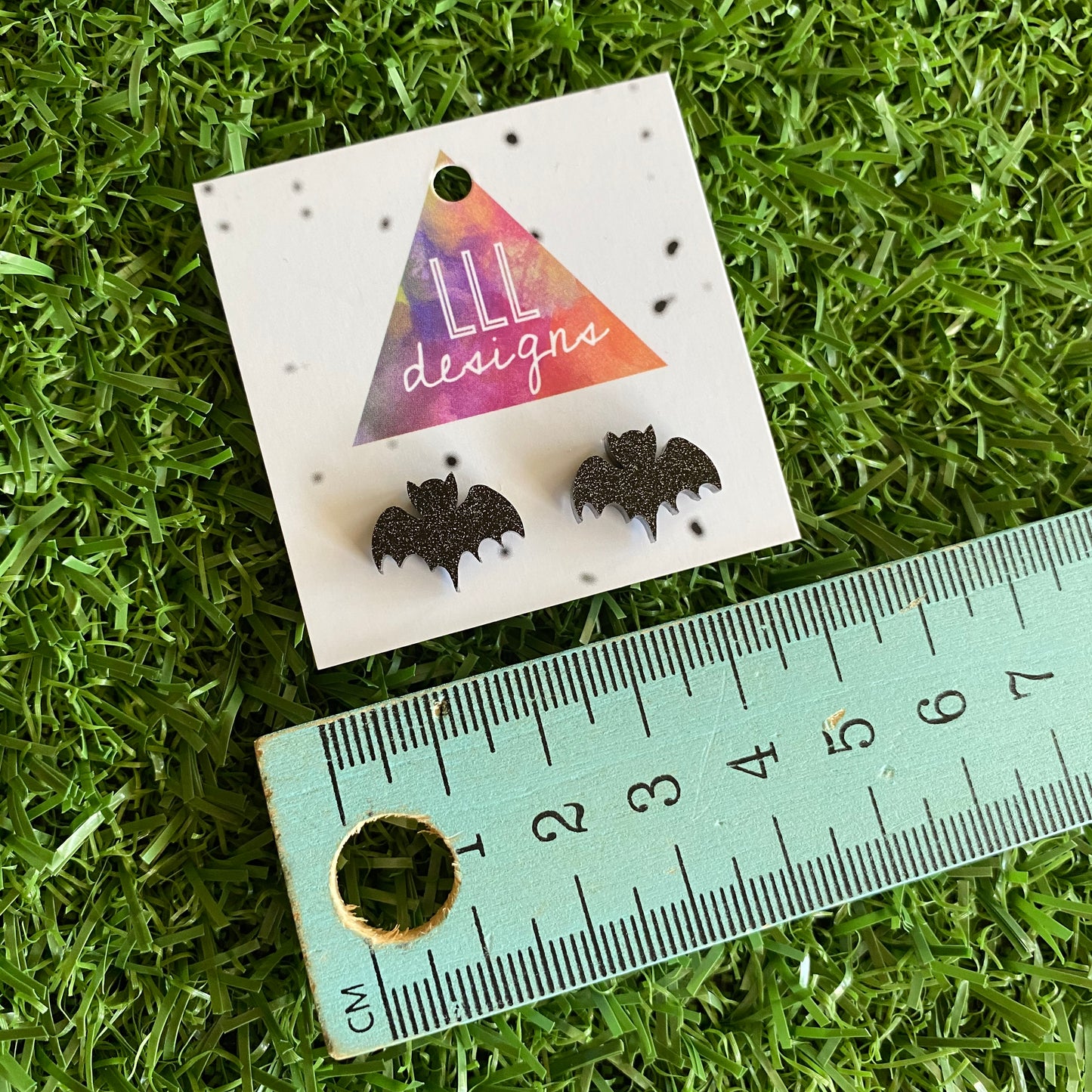 Barney Bat Stud Earrings. Sparkly Glitter Bat Earrings. Quirky Earrings. Fun Earrings. Life's too short to wear boring Jewellery.