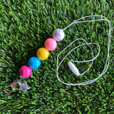 Rainbow Lanyard - Rainbow Delight Designer Lanyard. Fabulous Fun Colours that will Liven Up any outfit. Featuring an adorable Iridescent Star Charm.