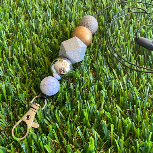 Lanyard - ID Holder - Designer Lanyard, featuring Marble, Gold and Silver tones. Style C.