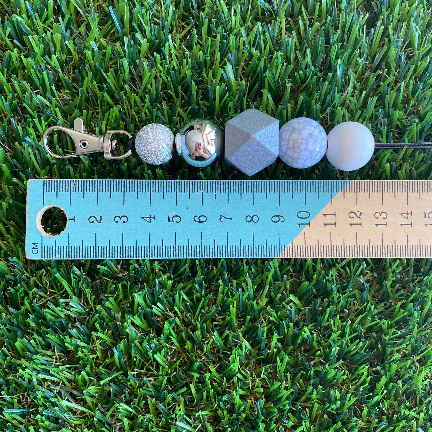 Lanyard - ID Holder - Designer Lanyard, featuring White, Silver and Marble Tones. Style D