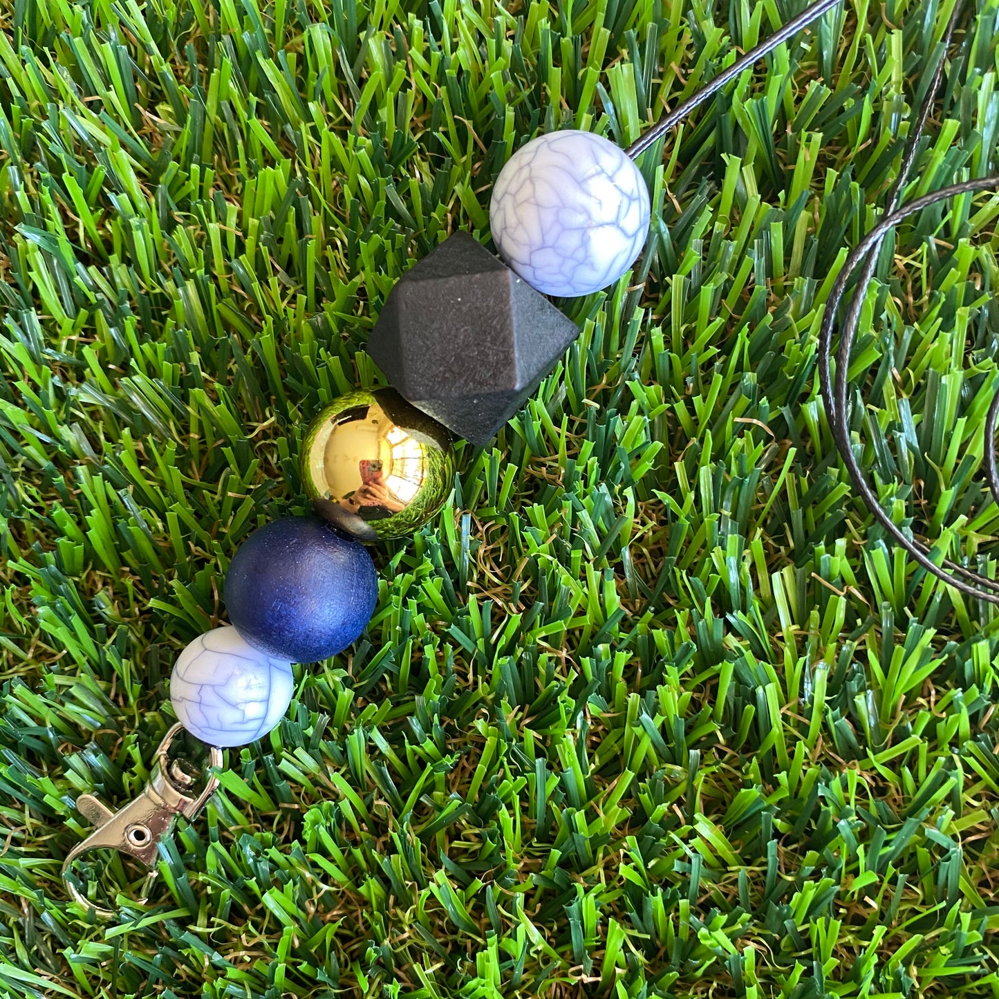 Lanyard - ID Holder - Designer Lanyard, featuring Black, Navy, Marble and Gold Tones. Style F