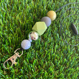 Lanyard - ID Holder - Designer Lanyard, featuring Light Green, Grey, Gold, Silver and Marble Tones. Style G