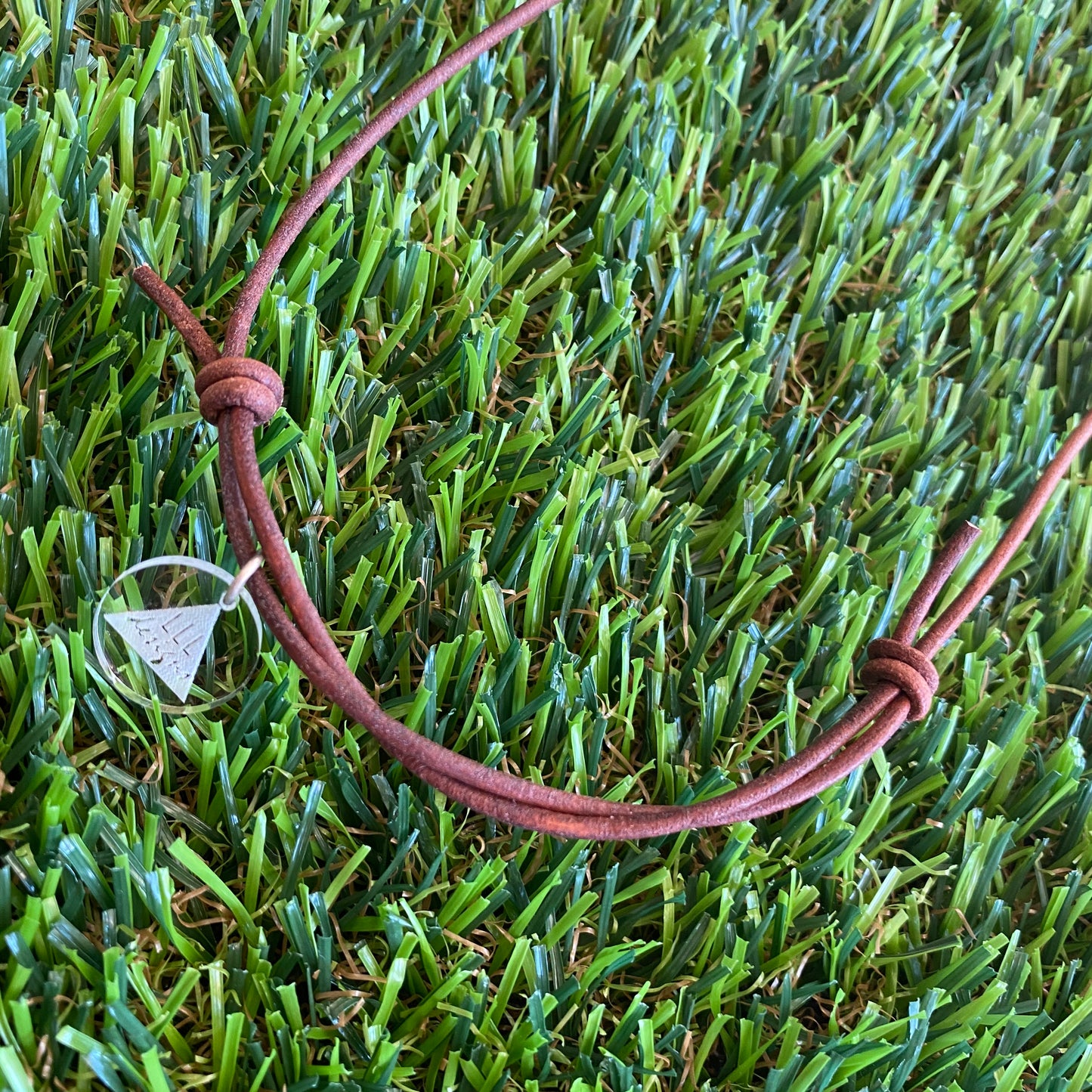 Leather Beaded Necklace - Handmade Lightweight Designer Necklace Made with Adjustable Sliding Knots - Featuring Navy, Silver, Black and Marble Accents.