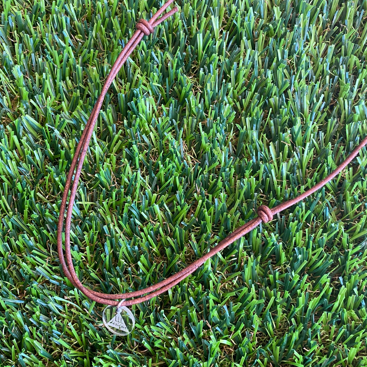 Leather Beaded Necklace - Handmade Lightweight Designer Necklace Made with Adjustable Sliding Knots - Featuring Red, Grey, Silver and Black Accents.