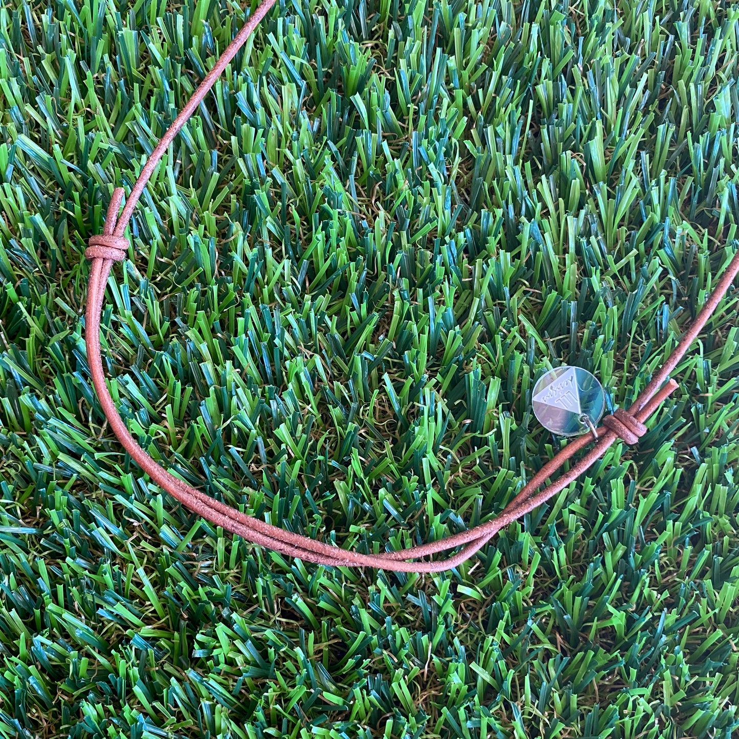 Leather Beaded Necklace - Handmade Lightweight Designer Necklace Made with Adjustable Sliding Knots - Featuring Timber, Marble, Pale Pink and Lemon Accents.