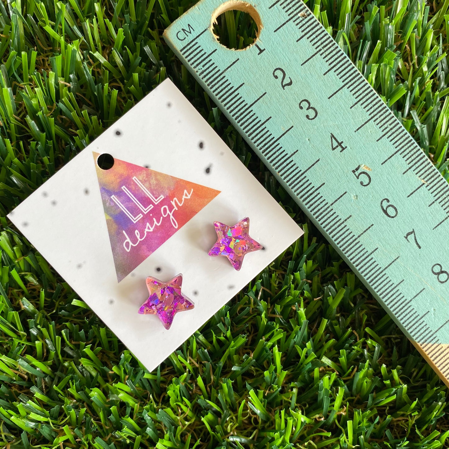 Star Stud Earrings - Pink and Purple Holographic Glitz Star Stud Earrings - The Perfect little Pop of colour to brighten your day!